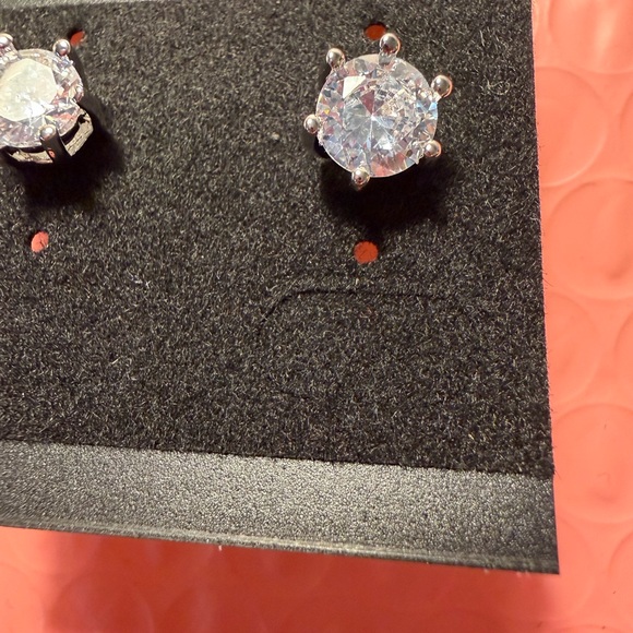 New White Moissanite Six-Prong stud  Earrings - Picture 5 of 11